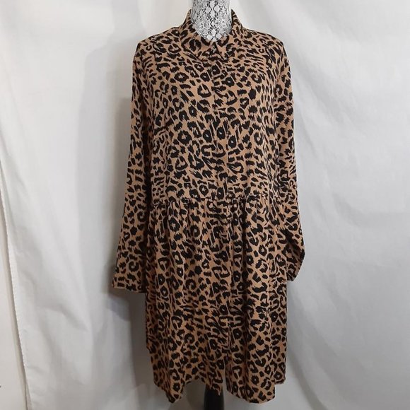 Missguided Womens Long Blouse Plus Size 20 Animal Print NWT - Picture 1 of 5